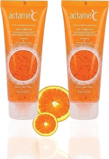 Vitamin C Face Wash 70g Pack of 2 | Glow Brightening Cleanser with 3% Vitamin C (SAP) & Hyaluronic Acid | Oil Control, Acne Care & Hydration | Gentle