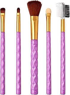 5-Piece Makeup Brush Set – Lavender Diamond-Grip Handles – Premium Synthetic Bristles for Powder, Eyeshadow & Brow Grooming – Ultra-Soft, Non-Shedding