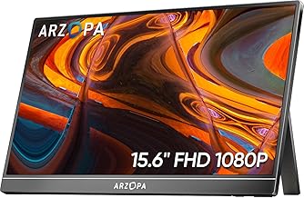 ARZOPA 15.6'' FHD 1080P Portable Monitor with Kickstand,60Hz Ultra-Slim Portable Laptop Monitor with Speaker- IPS Eye Care Display for PC, MacBook, Mo