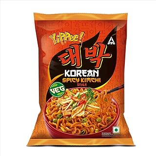 Sunfeast Yippee! Korean Spicy Kimchi Style, Veg Korean Noodles, Long Non-Sticky Noodles with 5 Added Vegetables, 80g