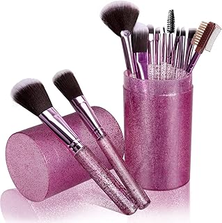 HUDACRUSH Beauty Glittery 12Pcs Professional Make Up Brush with a Storage Case| For Foundation, concealer, Powder, Eyeshadow, Lipliner Etc, For Women
