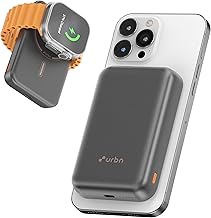 URBN Curve 3 in 1 Wireless Power Bank for iPhone, 10000mAh MagSafe Fast Charging for Apple AirPods, iWatch, iPhone 12 & Above, Android & Other Qi Enab