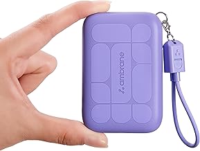 Ambrane Mini Size 10000mAh Powerbank, Very Small Size - Perfect for Hands, Pockets, Bags, in-Built Type C Cable, 22.5W Fast Charging, for iPhone, Andr