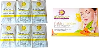 Professional Haldi Chandan Brightening Facial , Single Use Hygienic Sachets, 6 Steps Beauty Treatment| 6 SINGLE USE HYGENIC FACIAL KIT IN 1 PACK