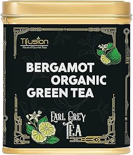 Tifusion Bergamot Earl Grey Organic Green Tea with natural Bergamot and Green Whole Leaf for healthy teeth and Improves Metabolism Fruity Improves met