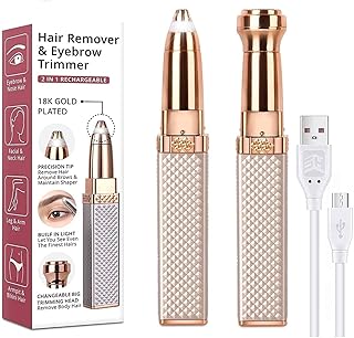 Woman 2 in 1 Lip Hair Removal Eyebrow Epilator Rechargeable Portable Facial Hair Remover for Face Bikini PeachLip Chin
