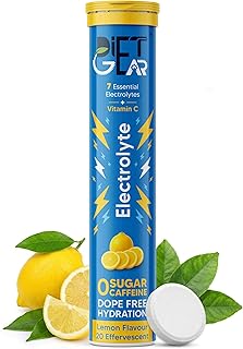DIET GEAR 0 Sugar, 0 Caffeine Instant 7 Electrolyte Drink Mix | Lemon | 5L/20 Glasses of CLEAN Electrolytes | Instant Daily Hydration for gym, Heat &