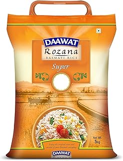 Daawat Rozana Super, Naturally Aged, Rich Aroma,Perfect Fit for Everyday Consumption Basmati Rice, 5 Kg
