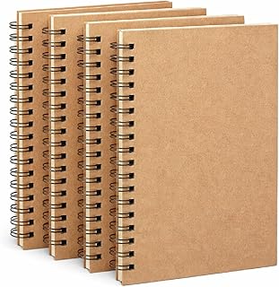 AccuPrints A5 Pack of 4 Craft Notebook, 100 leaf 200 Pages,Blank or Unruled | Travel Writing Notebook,Journal,Notepad,Sketchbook|For Students,Office C