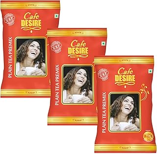 Cafe DESIRE I DRINK SUCCESS Instant Plain Tea Premix Red Range Combo 3Kg | 3 X 1Kg | Makes 250 Cups | Milk Not Required | Just Add Hot Water | Manuall