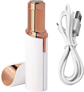 USB Rechargeable Facial Hair Remover for Women - Electric Face Epilator Machine for Chin, Cheek, Upper Lip, Jawline (White)