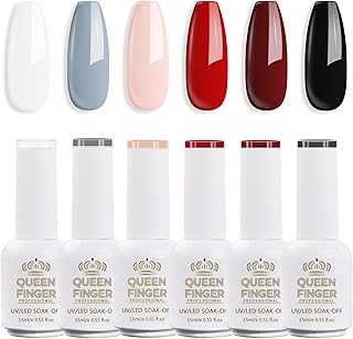 Gel Nail Polish Set - 6 Colors Black White Nail Polish Set Nude Colors Nail Polish For All Seasons Soak Off LED Lamp Cured Manicure Kit For Nail Art (