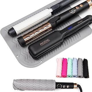 ANGENIL Travel Heat Resistant Large Mat Pad for Hair Straightener, Professional Titanium Ceramic Curler, Portable Mini Cordless Straightening Flat Iro