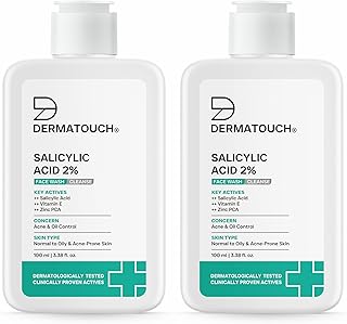 DERMATOUCH Salicylic Acid 2% Face Wash | For Acne & Oil Control | Suitable to All Skin Types | For both Men and Women | 100ml (Pack of 2)