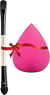 Midazzle Premium Wooden 2 in 1 Eye Shadow and Eye Applicator Brush with Beauty Blender - Combo pack of 2