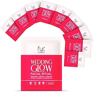 FYC Professional Bridal Facial Kit, Wedding Glow 8-Step Facial for Bright, Hydrated Skin with Peptides, Ceramides, HA, Niacinamide & Glycolic Acid (18