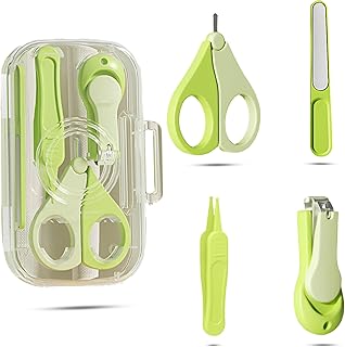 Bembika Baby Nail Clippers Set Baby Nail Cutter Grooming Kit for New Born Kids, Baby Manicure and Pedicure Set- (Green)(Pack of 4)
