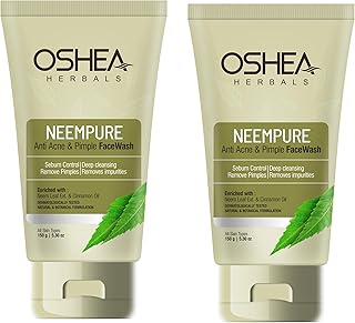 Oshea Herbals Neempure Anti Acne & Pimple Facewash for Women & Men | Controls Sebum with Deep Cleansing | Reduces Pimples & Blemish Free Skin | Enrich