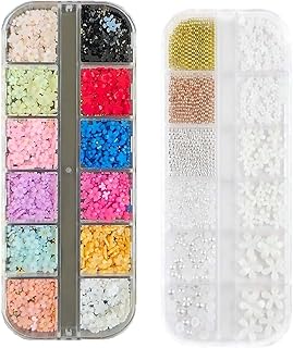 SCH' Combo Set 3d Multi Flower and flower and Metal Ball Grid Nail Art with durable materials perfect for beginners and professionals_803