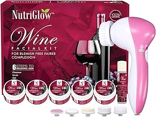 NutriGlow Wine Facial Kit for Women for Glowing Skin, 6-Pieces Skin Care Set with Deep Cleanser, Scrub, Nourishing Gel, Tan Removal, Mask Pack and Ser