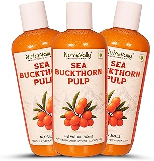 NutroVally Sea Buckthorn Pulp 300ml (Pack of 3)|100% Pure Seabuckthorn| Himalayan Sea buckthorn Juice for Immunity Booster, Antioxidant-Rich, Skin & H
