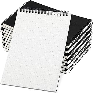 Engrowtic 6 Pcs Dot Grid Notebook Top Spiral Notebook A5 Size Bullet Dotted Paper Hardcover Dot Journal 8.3''x 5.8'' 140 Pages Spiral Notepads for Ske