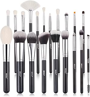 BEILI Makeup Brushes | Set of 20pc Makeup Brushes for Professionals | Classic Black & Silver Color Synthetic Kabuki Foundation Blending Brush | Make U
