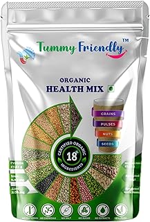 TummyFriendly Foods Certified Organic Health Mix Powder For Adults, kids, Women. Made with Sprouted Ragi Powder, Green Moong, Oats, Nuts, Seeds | Mult