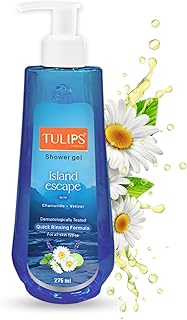 Tulips Shower Gel/Body Wash (275 ml) QUICK RINSING FORMULA Island Escape Enriched with Vetiver, Chamomile & Vitamin E I Rich Lather Amazing Feel & Fra