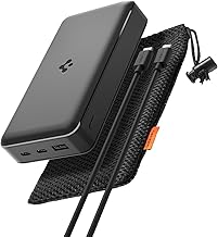 Spigen ArcPack 30000mAh Power Bank, PD3.0, Fast Charging, 22.5W Max Output, 2 Type-C Ports, 1 USB-A Port- (ABS+PC, Black)