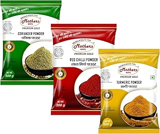 MOTHERS SPPL Premium Gold Powder Spices Combo Pack of 3-1.5kg (500g each) – Red Chilli Powder, Coriander Powder, Turmeric Powder | Combo Spices Pack |