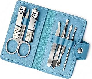 7-Piece Manicure Kit Set Professional Stainless Steel Nail Clippers Pedicure Grooming Kit Portable Travel Nail Care Set with Leather Case for Men Wome