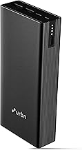 URBN 20000 mAh 12W Fast Charging Metal Power Bank | Dual USB Output | Micro & Type C Input | Safe Charging | Type C Cable Included -Black