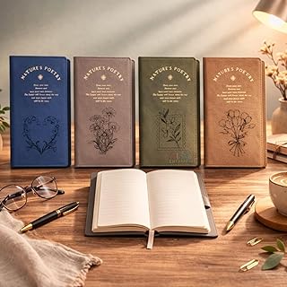 Nature’s Poetry Hardcover Diary Notebook with Floral Embossed Design, Premium Lined Journal for Writing, Office, School & Travel – Elegant Aesthetic N