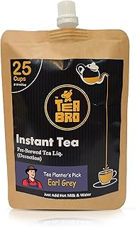 Instant Tea, Tea Decoction - Earl Grey Flavour | Pre-Brewed Tea Liquid (Concentrate) | Instant Tea, Serves 25 Cups | Just Add Hot Milk + Water | In 25