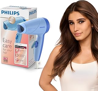 Philips India's No.1 Hair Styling Brand -Hair Dryer 1000W |Blow Dry for Men & Women | 2 Heat Settings| ThermoProtect tech |Travel-Friendly, Quick Dry,