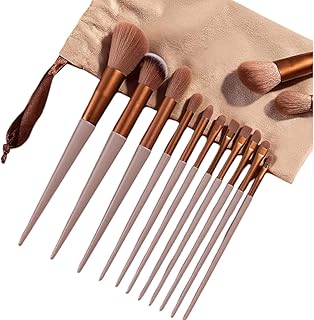 Suicune Brown - Makeup Brush Set with Case, Vegan Makeup Brush Set Professional, Colorful Cosmetic Brushes Makeup Set, Natural Fiber Make up Brushes V
