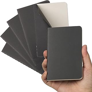 TWONE Softcover Pocket Notebook Set - 3.5" x 5.5" - 6 Pack - 30 Sheets - 60 Blank Pages - Perfect for the Traveler or Author