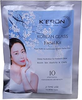 K'ERON Professional Korean Glass Facial Kit | Your Path to Luminous, Glassy Perfection | Deep Hydration, Boosts Skin Elasticity & Clarity | 10 Step Fa