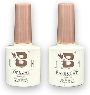 Top Coat and Base Coat No Wipe Gel Shine Finish and Long Lasting UV Gel Nail Art Design Manicure Gifts for Women (Clear) (Pack of 2)