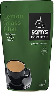 Sams Instant Chai Premix Lemongrass 1kg - Regular Sugar - Lemongrass Flavour | Instant Tea | Tea Premix