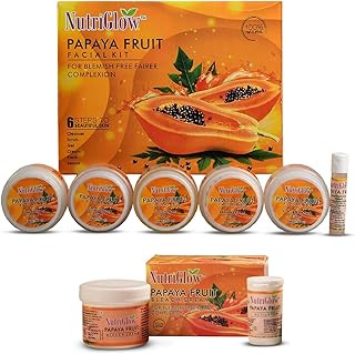 NutriGlow Papaya Fruit Facial Kit For Glowing Skin And Tan Removal (250gm + 10ml) & Papaya Fruit Beach Cream(43gm) for Youthful Glow, Deep Exfoliation