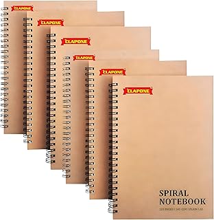Clapone 6 Pcs A5 Spiral Notebook with Natural White 120 Plain Page 140 GSM Heavy Duty Paper for School/College/Office/Home Travel Writing Notebook/Jou