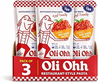 Oli Ohh Restaurant Style Arrabiata Red Sauce Pasta | Instant Pasta Ready in 7 Minutes | No Maida, No Palm Oil 192g Each Pack of 3