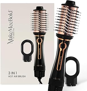 MakeMeeBold 3-in-1 Hot Air Brush | Hair Dryer, Straightener & Volumizer | 1.5-Inch Barrel | 1200W Blow Dryer Brush with Ceramic Coating | For All Hair