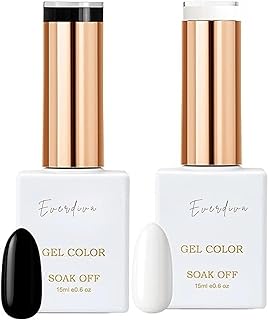 Black & White UV Gel Nail Polish Kit – Long-Lasting Soak-Off Gel Colors | High-Shine, Chip-Resistant Formula | Safe & Beginner-Friendly Manicure Set f