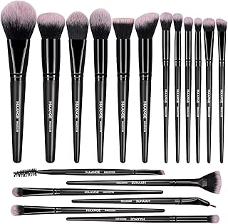MAANGE 18 Pcs Premium Synthetic Make up Brushes Set Soft Foundation Powder Eyeliner Eye Shadow Makeup Brush Set Professional (Black)