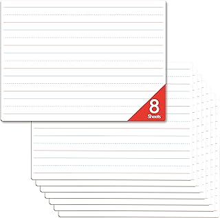 8 Sheets Dry Erase Lined Whiteboard, Double Sided Ruled Writing Board & Handwriting Practice Tool for Classroom, School, Office Supplies Whiteboard (9