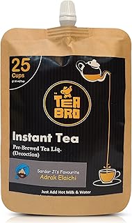 Instant Tea, Adrak Elaichi Tea Decoction | Pre-Brewed Tea Liquid (Concentrate) | Serves 25 Cups | Just Add Hot Milk Or Water | In 250ml Pouch
