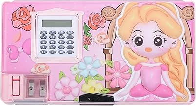 SHAKTISM Magnetic Pencil Box with Built-in Calculator - Large Capacity Magnetic Pencil Case for Kids - Multi-Compartment Stationery Organizer for Scho